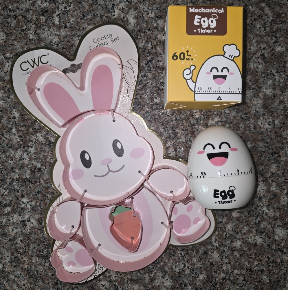 Bunny Cookie Cutter Set & Egg Timer Bundle